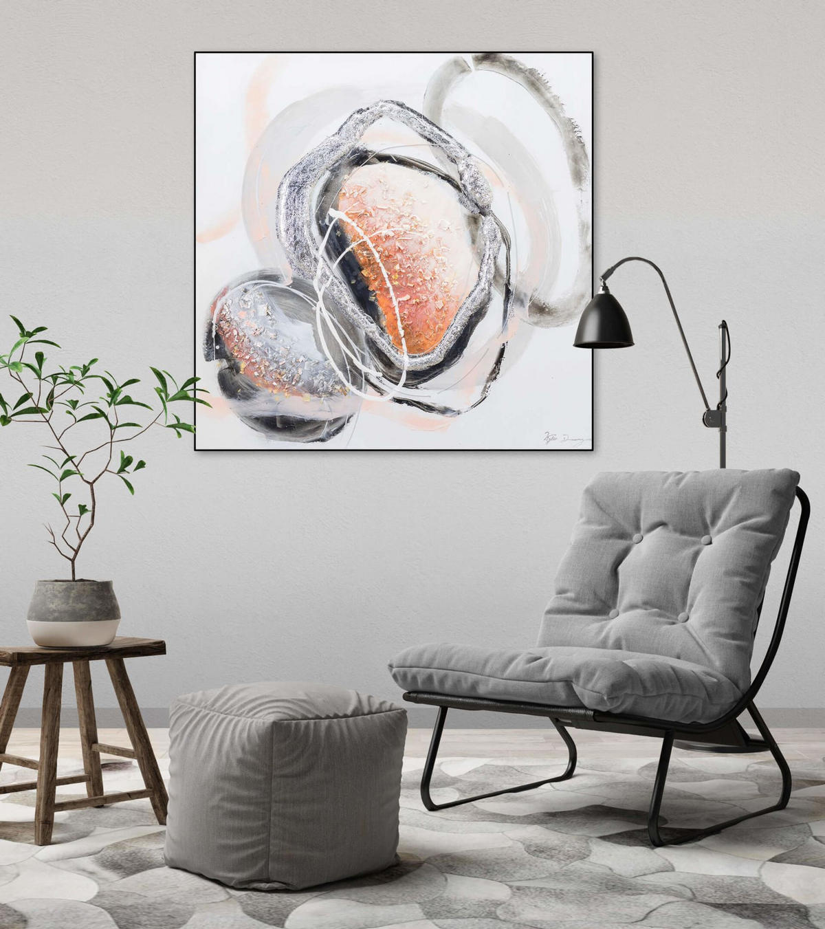 ACRYLBILD HANDGEMALT 80/80 cm - Rot/Schwarz, Holz/Textil (80/80cm) - KUNSTLOFT