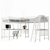 HOCHBETT 90/200 cm Weiß mit Schreibtisch und Leiter - Weiß, Metall (90/200cm) - MIVRAY