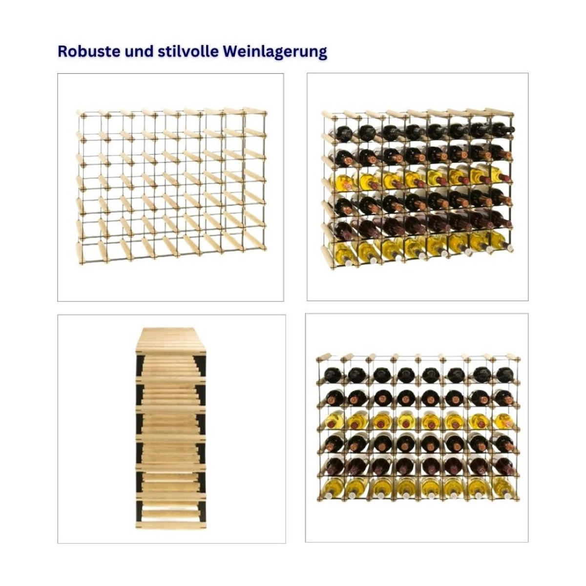WEINREGAL Vinotega Mod Metal 62,5x82,5x24,5 cm 8x6 Flaschen Massives Kiefernholz Natur - Naturfarben, Holz (82.5/62.5/24.5cm) - PROREGAL
