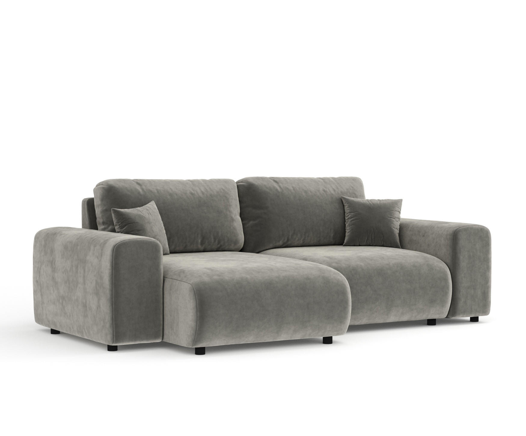 ECKSOFA Zanzibar Grau Samtstoff - Schwarz/Grau, Holz/Holzwerkstoff (237/144cm) - Maison de Reve