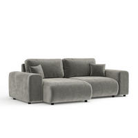 ECKSOFA Zanzibar Grau Samtstoff - Schwarz/Grau, Holz/Holzwerkstoff (237/144cm) - Maison de Reve