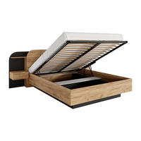 BETT mit Bettkasten - 2 Personen - holz - schwarz, naturfarben hell Juvisia - Schwarz/Naturfarben, Holz (160/200cm) - Vente-Unique