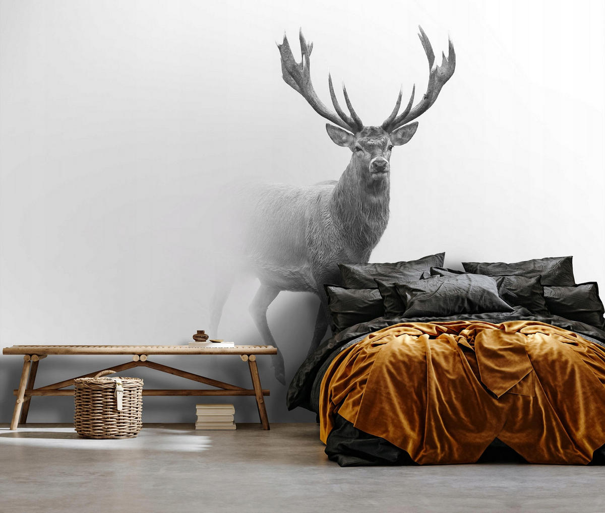 FOTOTAPETE Tiere Hirsch Vliestapete Tapete 350x250 - Multicolor, Papier (350/250cm) - Wallarena