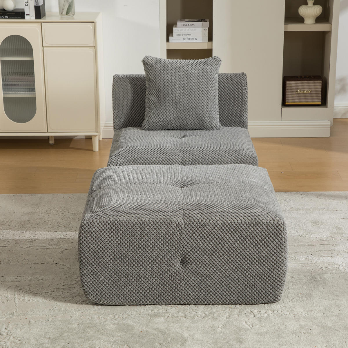 SOFA Chenille Grau mit Kissen - Grau, Textil (77/75/157cm) - WISHDOR