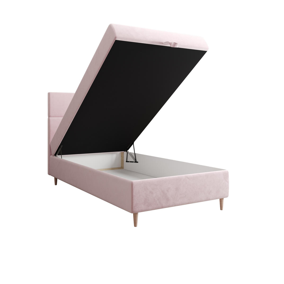 BOXBETT FLO 100x200 Itaka 58, mit Matratze H3, Bonell und Topper, Rosa - Rosa, Holz/Textil (100/200cm) - Bedante