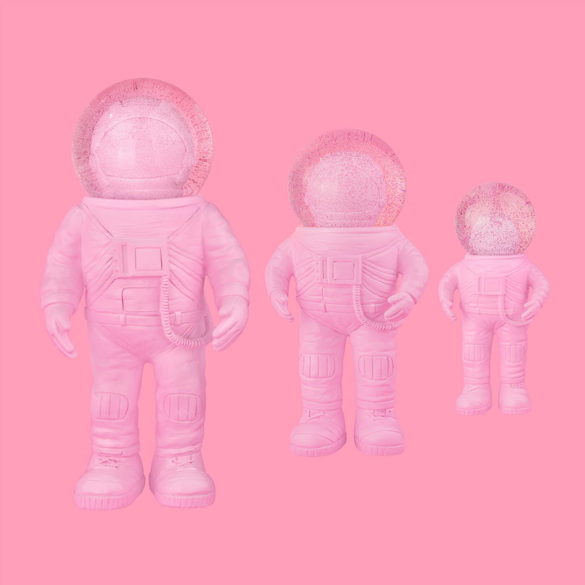 SCHNEEKUGEL Summerglobe The Astronauts Small, Glas / Polyresin, Pink, 13 cm - Rosa, Glas (6/13/5cm) - Donkey Products