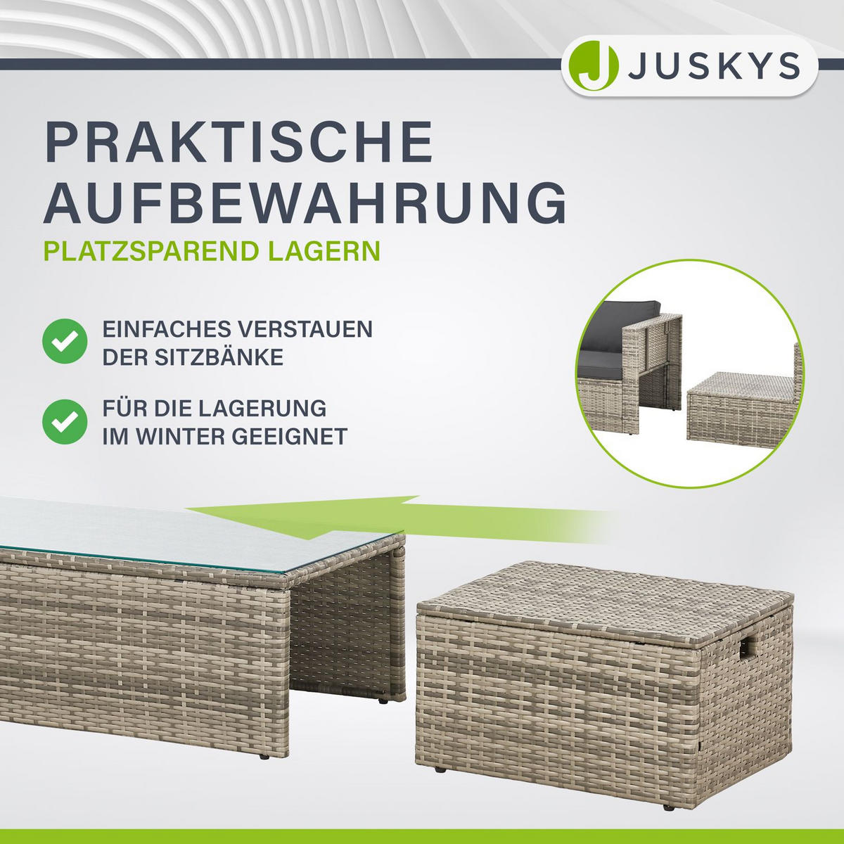 LOUNGEGARNITUR Salou grau - Grau, Kunststoff - Juskys
