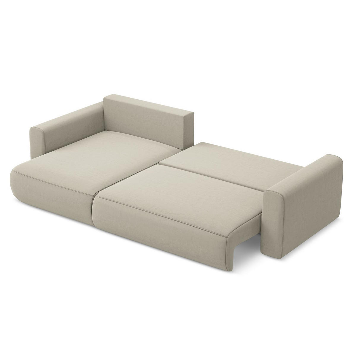 ECKSOFA mit Schlaffunktion Samt Stoff Creme - Perlmutt/Creme, Kunststoff/Textil (149/278cm) - LaMiaSofa
