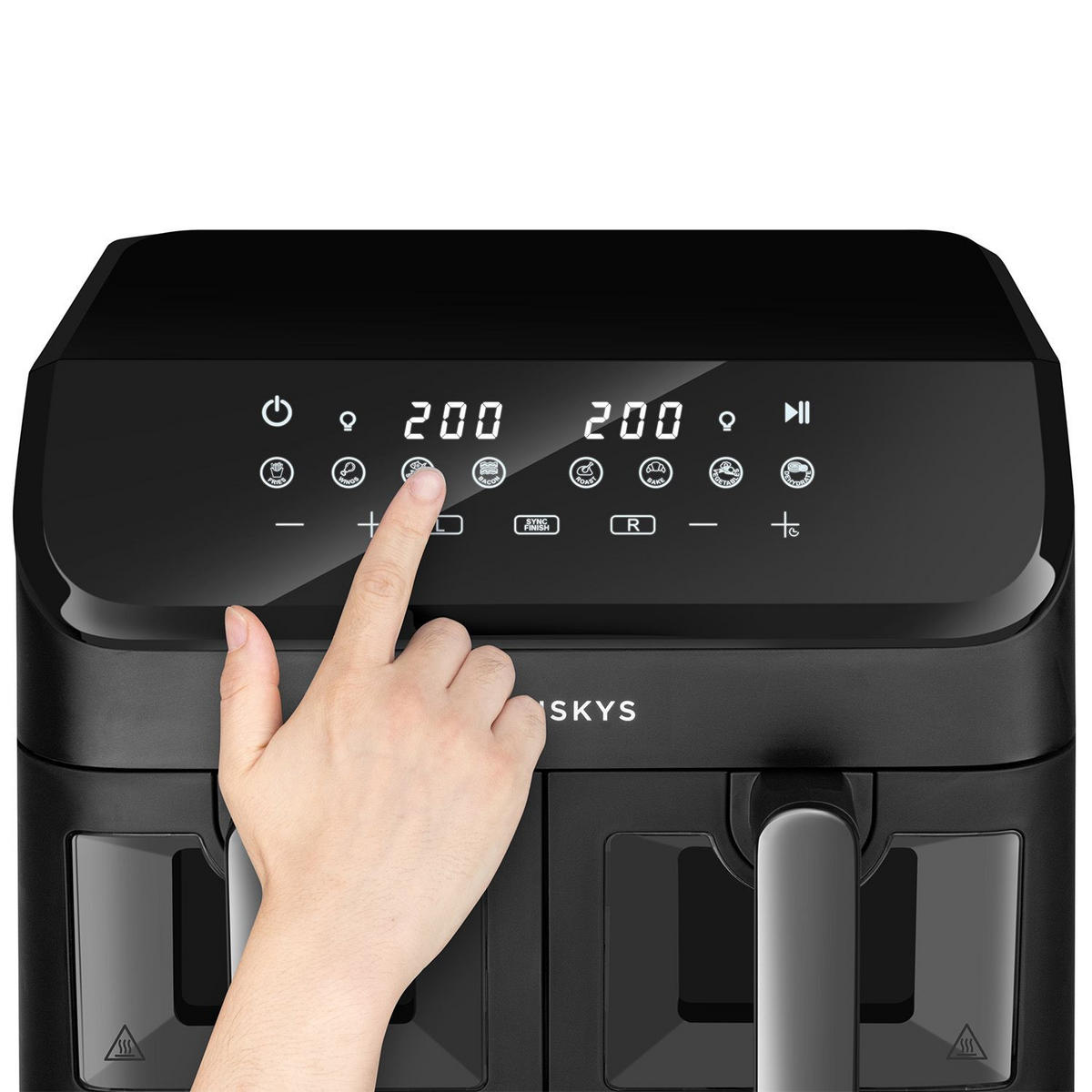 HEISSLUFTFRITTEUSE 9 L mit 2 Zonen - Schwarz, Kunststoff (41/39/30cm) - Juskys