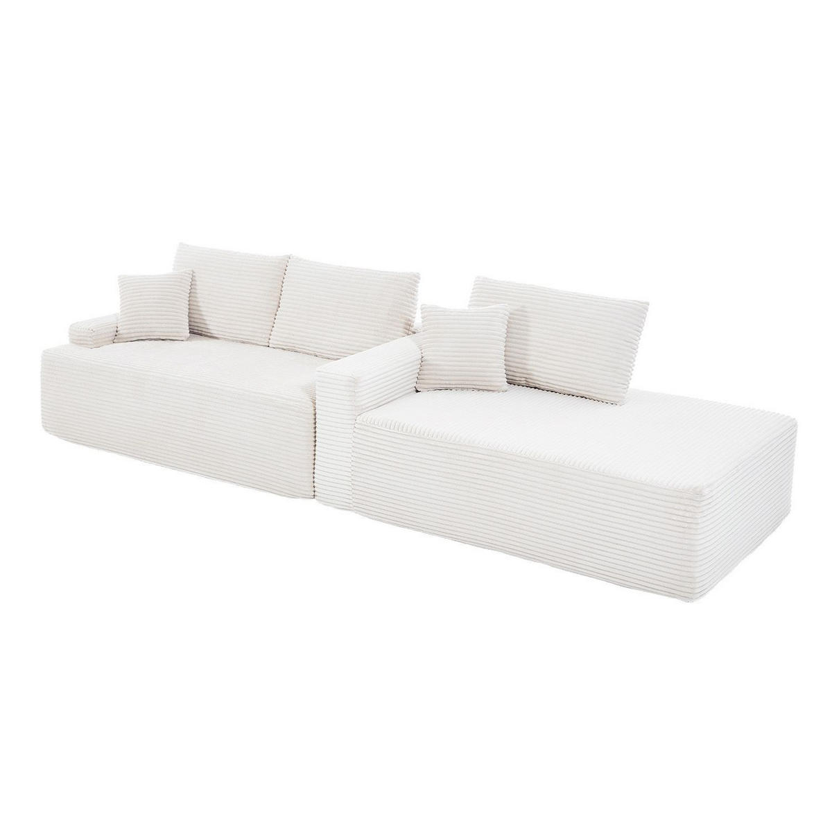 SOFA Coredo creme Cord - Creme, Textil (250/155cm) - Juskys