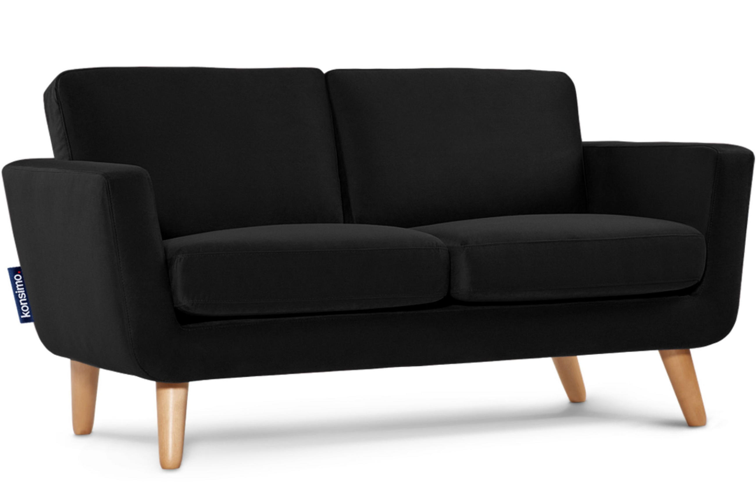 SOFA TAGIO mit Armlehnen, Schwarz - Schwarz/Braun, Buchenholz/Textil (153/80/84cm) - KONSIMO®
