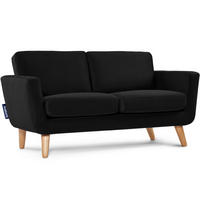 SOFA TAGIO mit Armlehnen, Schwarz - Schwarz/Braun, Buchenholz/Textil (153/80/84cm) - KONSIMO®