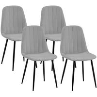 STUHL 4 Samt Grau - Schwarz/Grau, Textil/Metall (45/88/54cm) - CLP