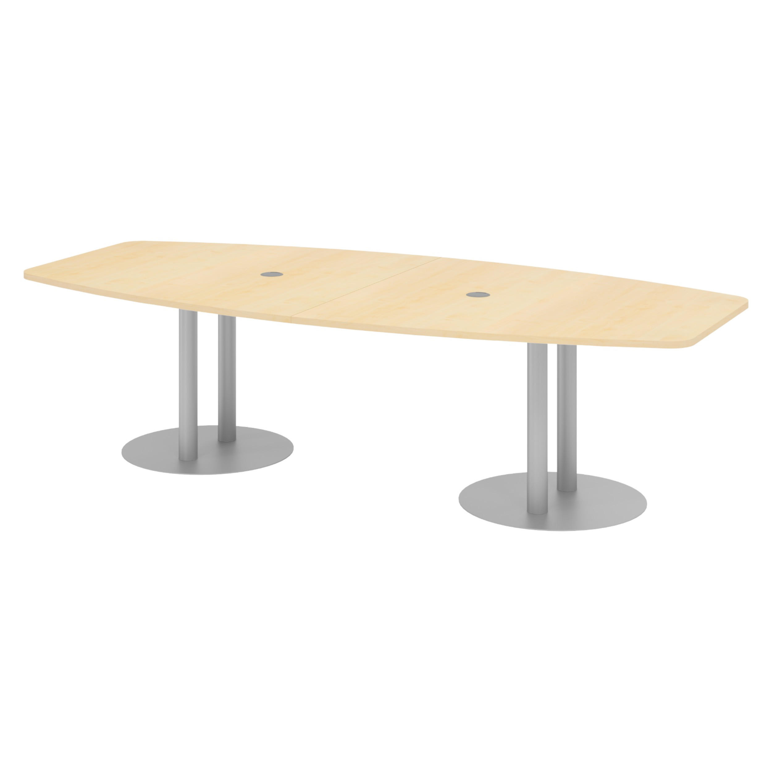 KONFERENZTISCH mittel KT28 130/280/74 cm in Ahornfarben/Säule in Silberfarben - Silberfarben/Ahornfarben, Holzwerkstoff (130/280/74cm) - bümö