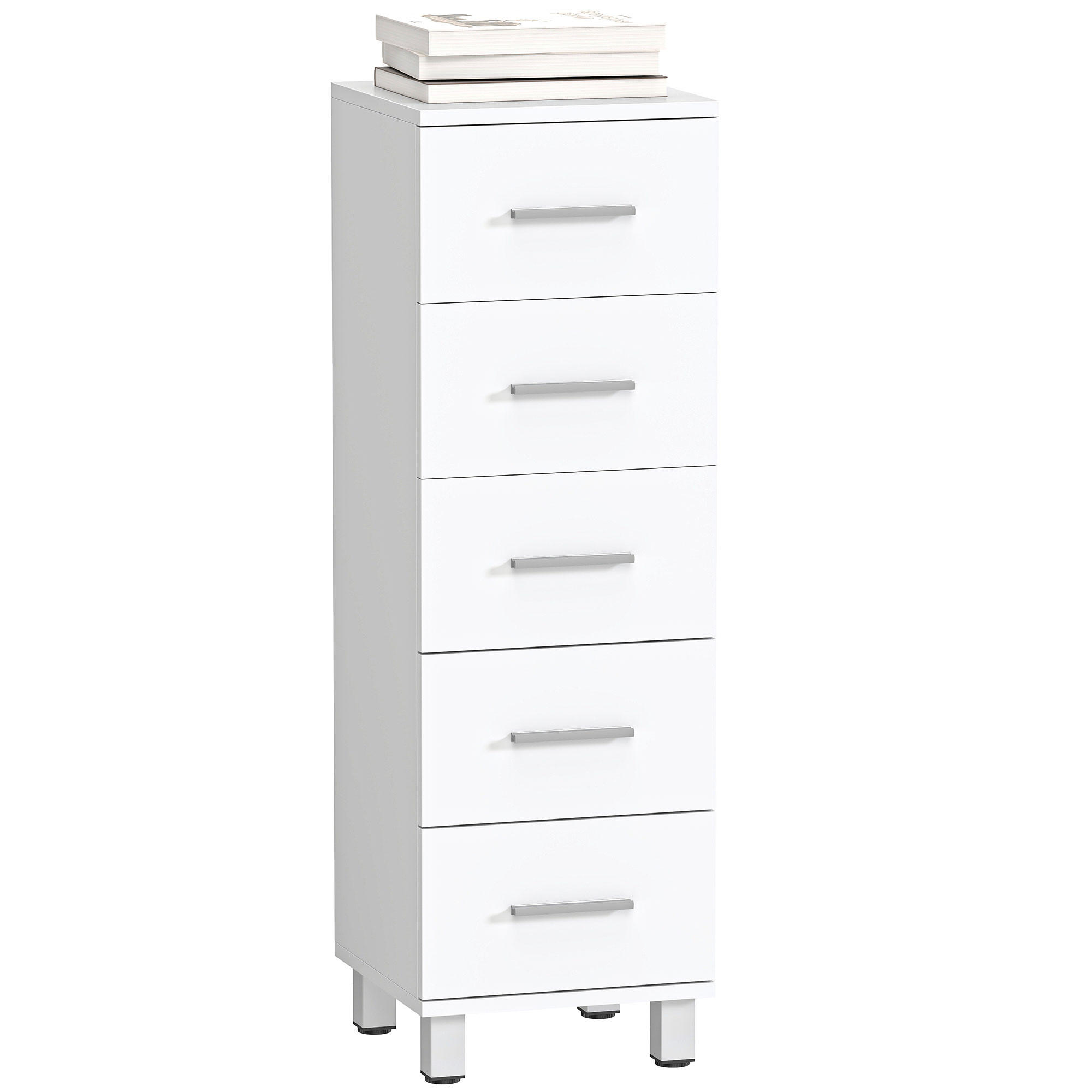 HOCHSCHRANK DE-08523 5 Schubladen, Weiß - Weiß, Holzwerkstoff (30/95/30cm) - ComfortXL