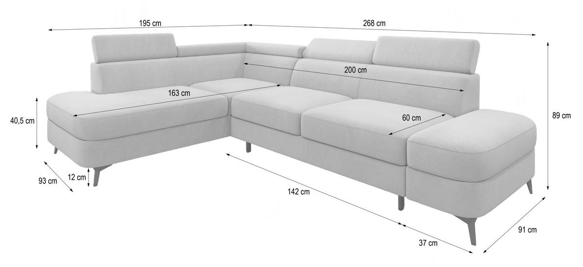 ECKSOFA AVISE MV R-S Gelb Velours-Stoff mit Schlaffunktion - Gelb, Holzwerkstoff/Textil (268/195cm) - MASSENO