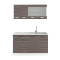 SINGLEKÜCHE R-Line Edelgrau 140 cm, AP Marmor - Braun/Weiß, Holzwerkstoff (140/81.6/60cm) - Vicco