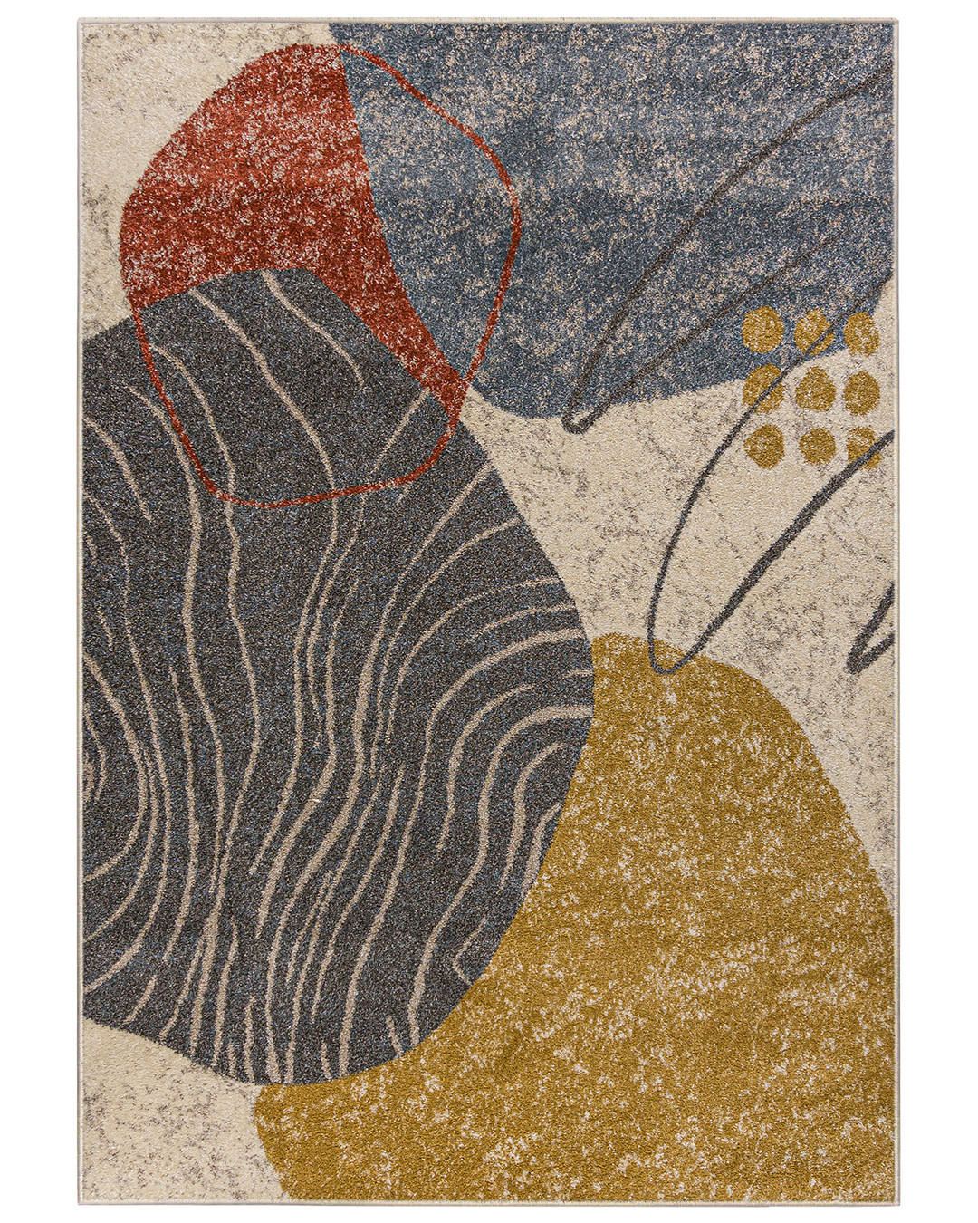 TEPPICH Beige Geometrisch In-Outdoor Pflanzlich Kurzflor Rechteckig 250 x 350 cm - Blaugrau/Multicolor, Textil (250/350cm) - Mazovia