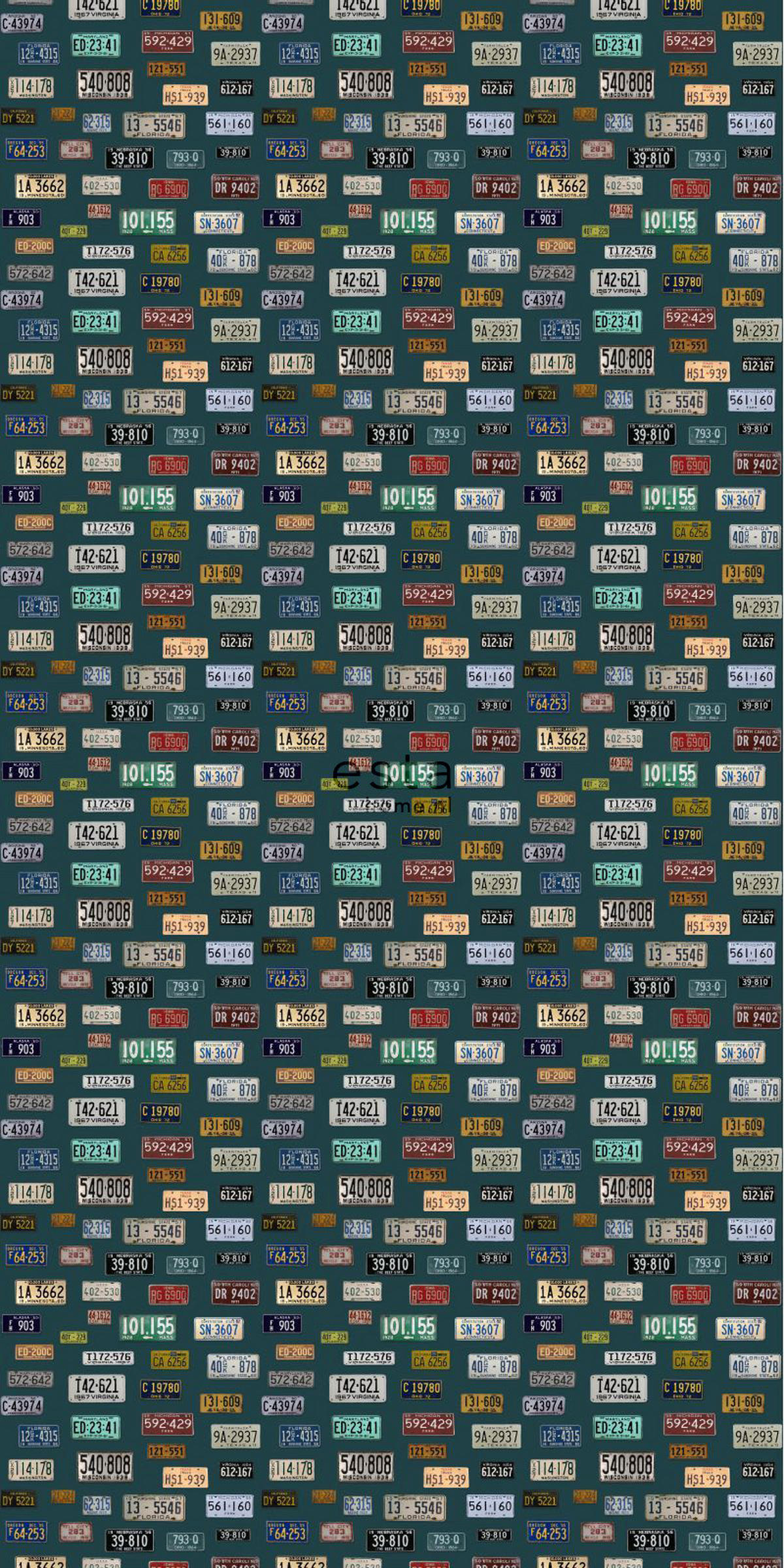 XXL-VLIESTAPETE Nummernschilder im Vintage-Look 50 x 900 cm - Grün, Papier (50/900cm) - ESTAhome