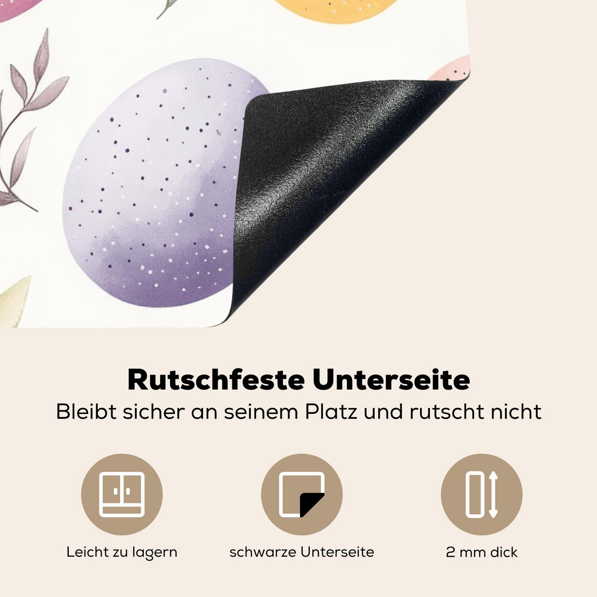 HERDABDECKPLATTE Eier - Bunt - Muster Herdabdeckung Induktionsfeld 70x52 cm - Weiß, Kunststoff (70/52/0.2cm) - MuchoWow