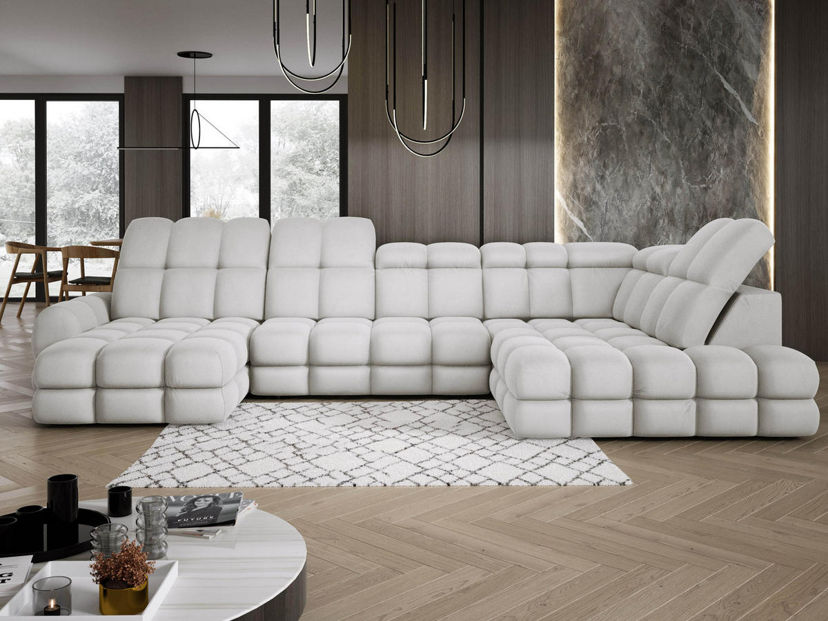 ECKSOFA TOLLO Solar-stoff U-form 400x217x105 cm esche - Silberfarben, Holz/Textil (217/400cm) - DomoHome