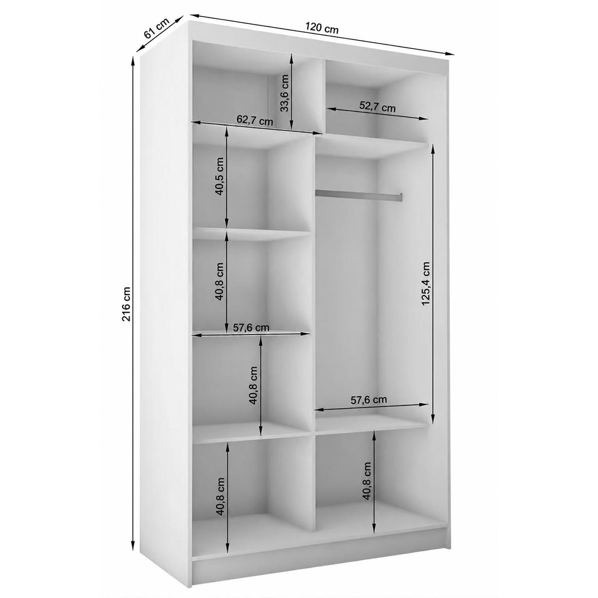 KLEIDERSCHRANK Nox 120 cm Nussbaum Warmia Spiegel Griffe schwarz - Nussbaumfarben, Holzwerkstoff (120/216/61cm) - KS Home Concept