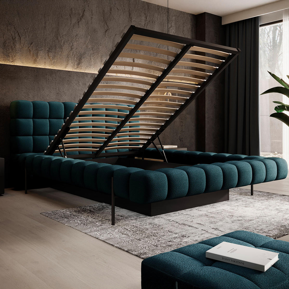 BOXBETT 180/200 Ezio Blau - Blau, Holz (180/200cm) - Petits-meubles