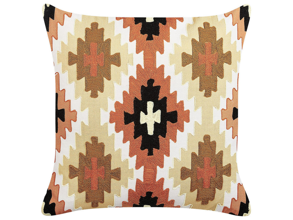 DEKOKISSEN 2er-Set Bunt 50/50 cm Serampore - Multicolor, Naturmaterialien/Textil (50/50cm) - Beliani