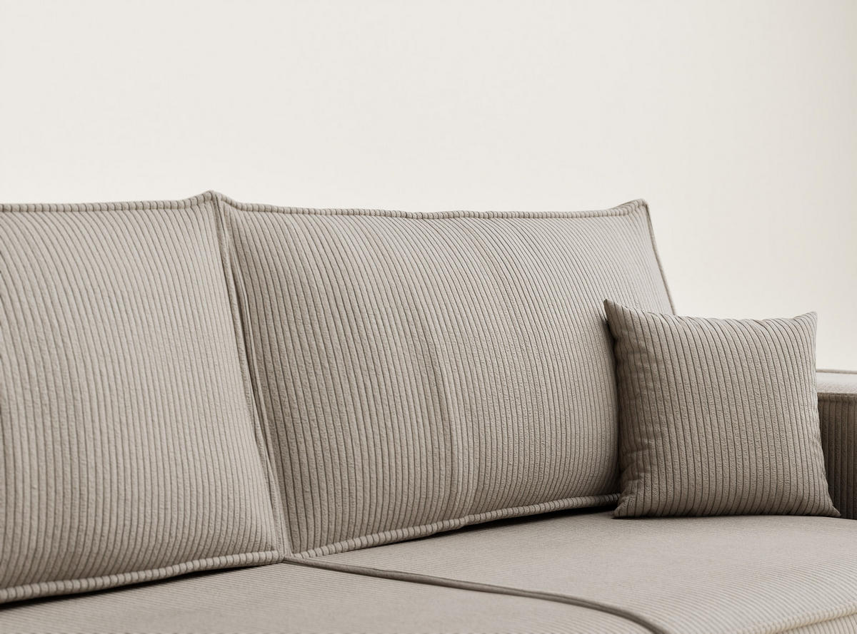 SOFA MIT SCHLAFFUNKTION Milos Beige Samtstoff - Beige/Schwarz, Holz/Holzwerkstoff (255/70/105cm) - Maison de Reve