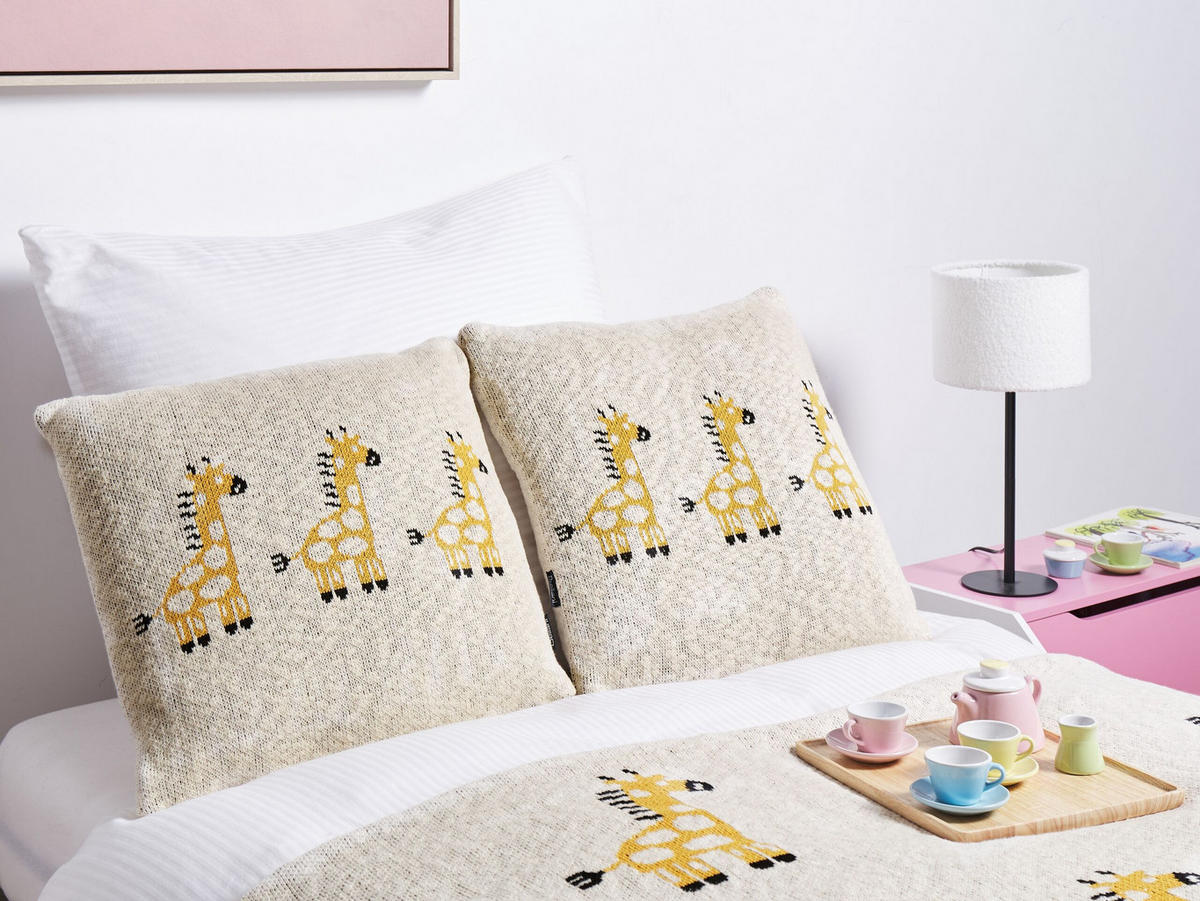 DEKOKISSEN 2er-Set Beige 45/45 cm Chilari - Beige/Gelb, Textil (45/45cm) - Beliani