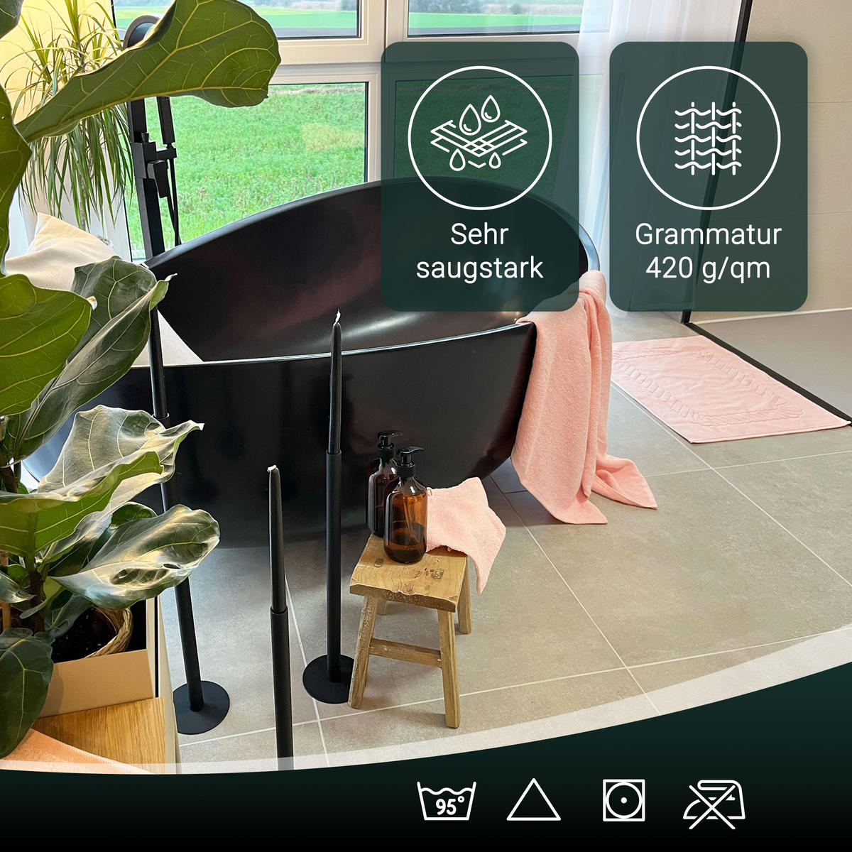 BADEMATTE, 2er-Set, 50x70 cm, 100% Baumwolle, Rosa - Orange, Textil (50/70cm) - Zollner