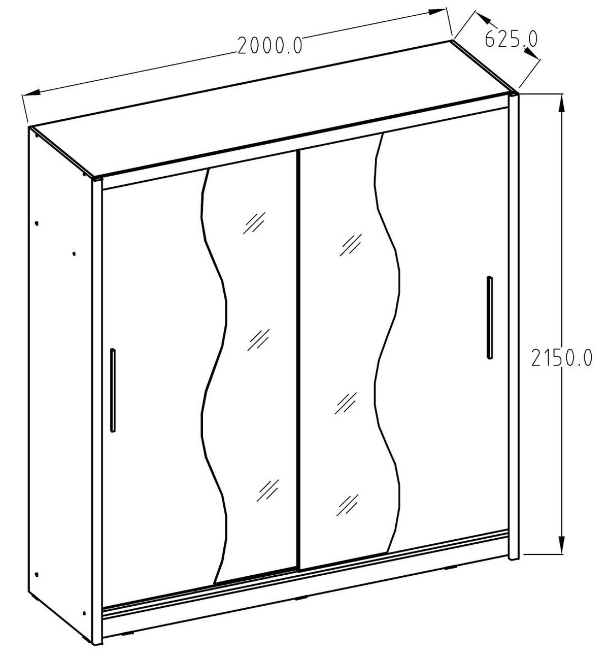 SCHIEBETÜRENSCHRANK Bergamo graphitgrau 205 cm / 62,5 cm / 215 cm - Graphitfarben/Grau, Holz/Holzwerkstoff (205/215/63cm) - Feldmann-Wohnen