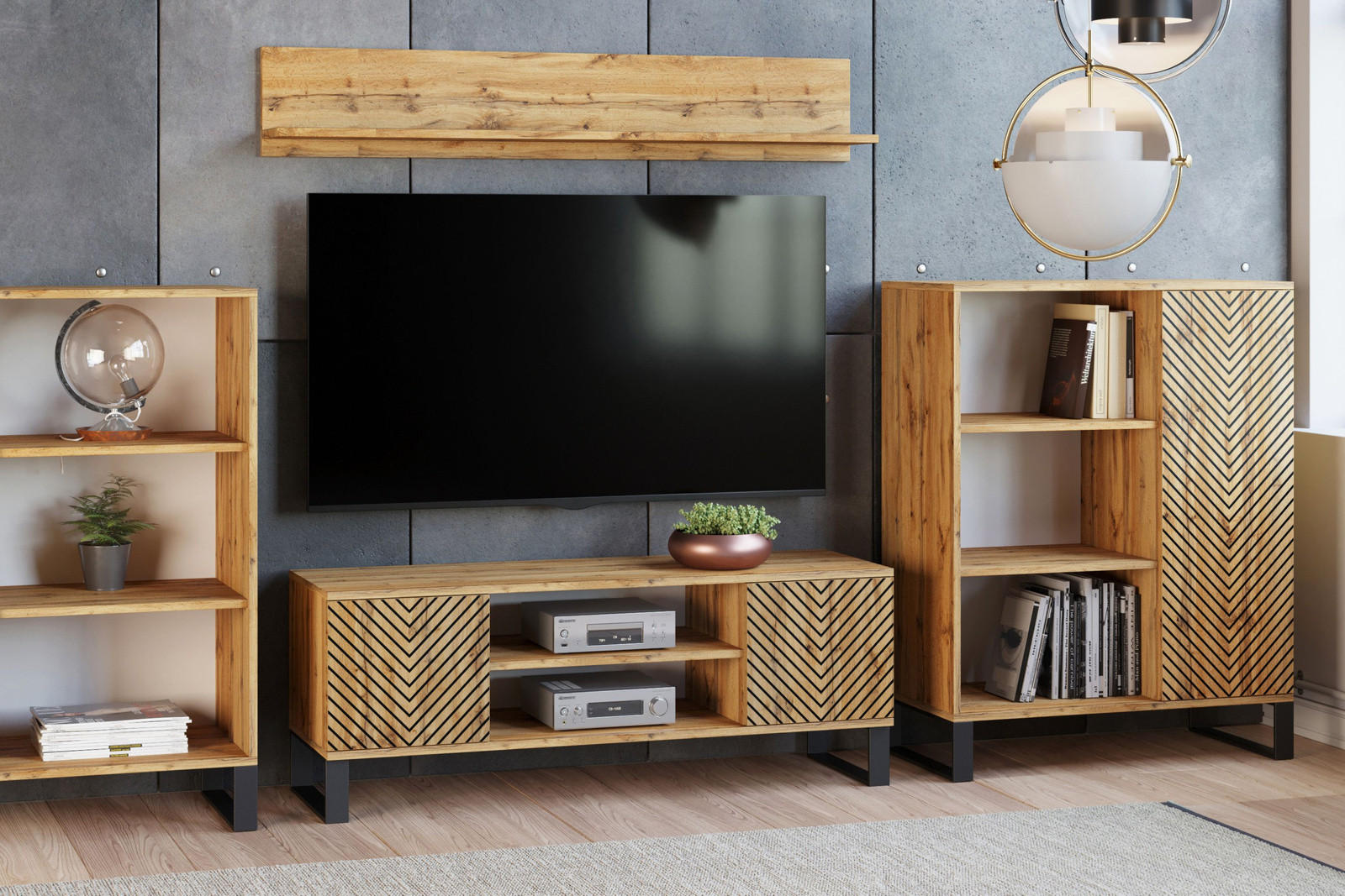 LOWBOARD Focus - Eichefarben, Holzwerkstoff (40/49/155cm) - RAUMHIRSCH FURNITURE