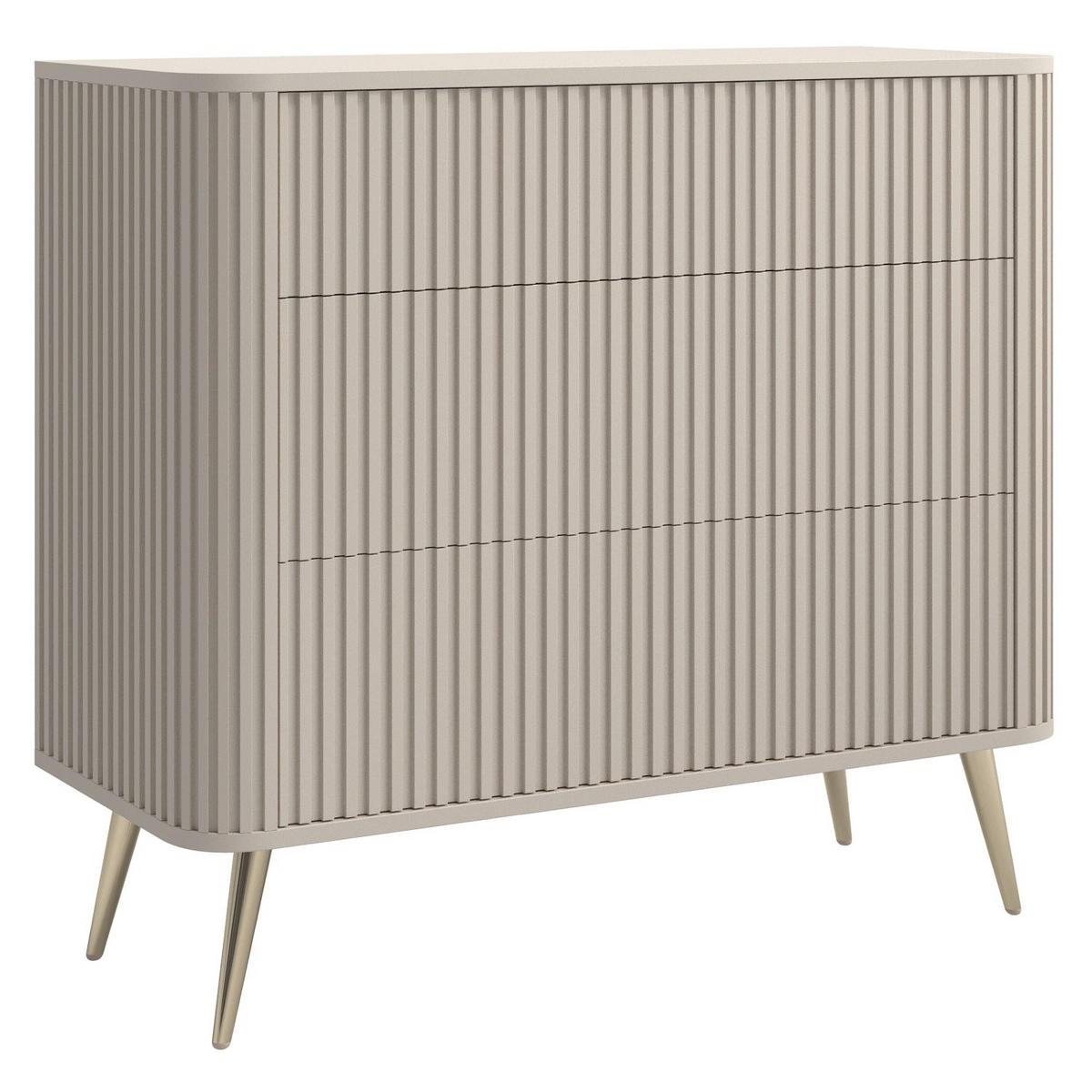 KOMMODE Ovarlo Greige mit Metallbeinen 93 cm - Taupe/Goldfarben, Holzwerkstoff/Metall (93.2/83.8/38cm) - Selsey