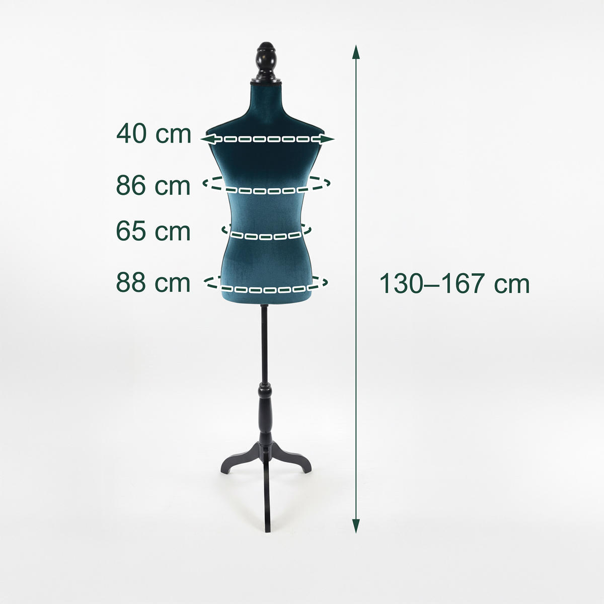 ŠICÍ panna - tyrkysová, dřevo/textil (41/167/34cm) - Relaxdays