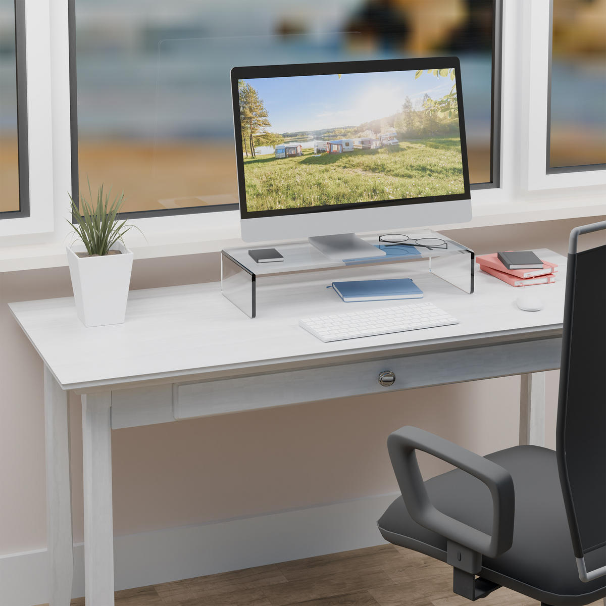 MONITORSTÄNDER Transparent Acryl 50 cm - Transparent, Kunststoff (20/50/10cm) - Relaxdays