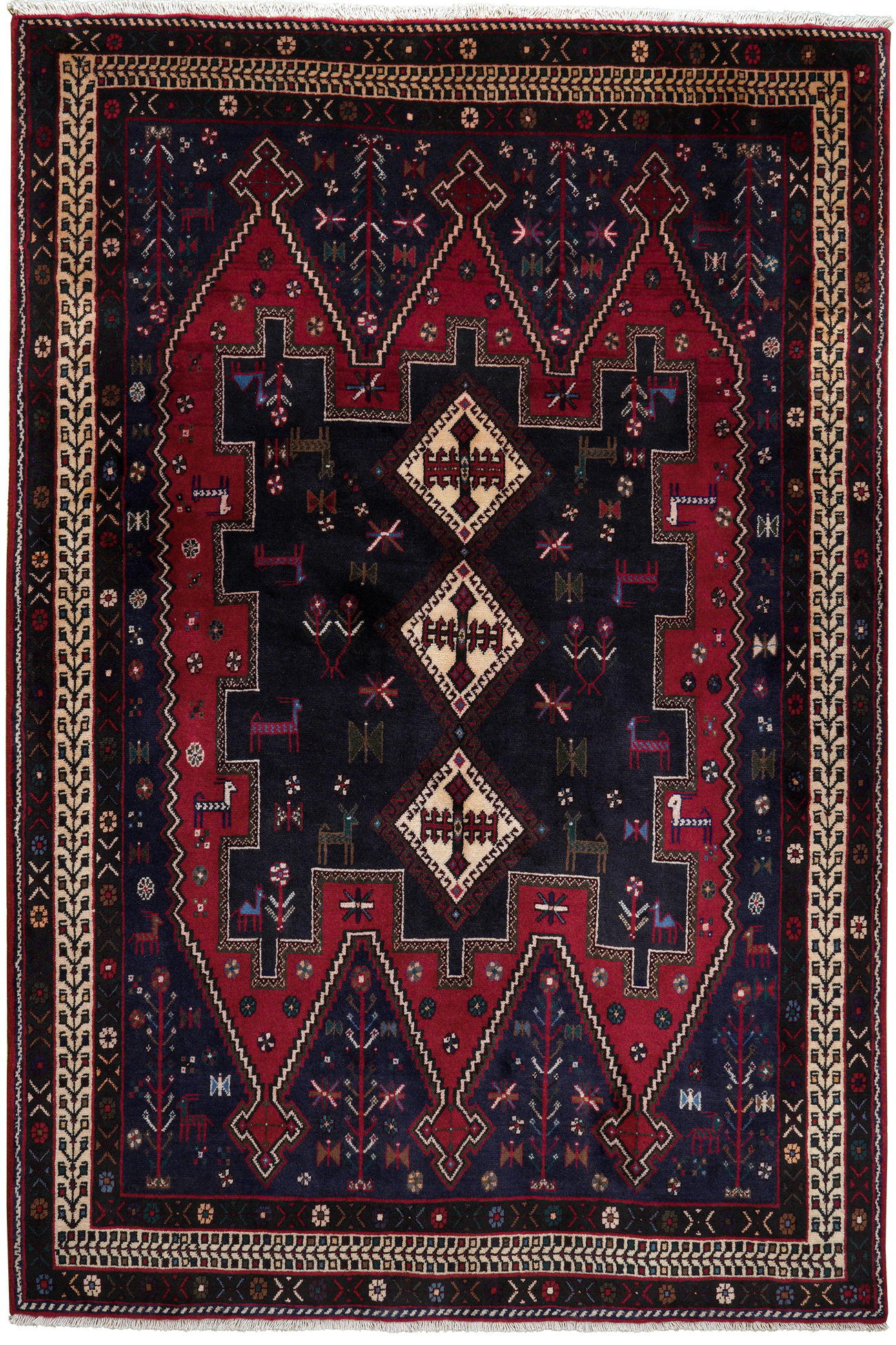 TEPPICH Afshar Blau 219/148 cm Schurwolle - Blau, Textil (148/219cm) - Looma