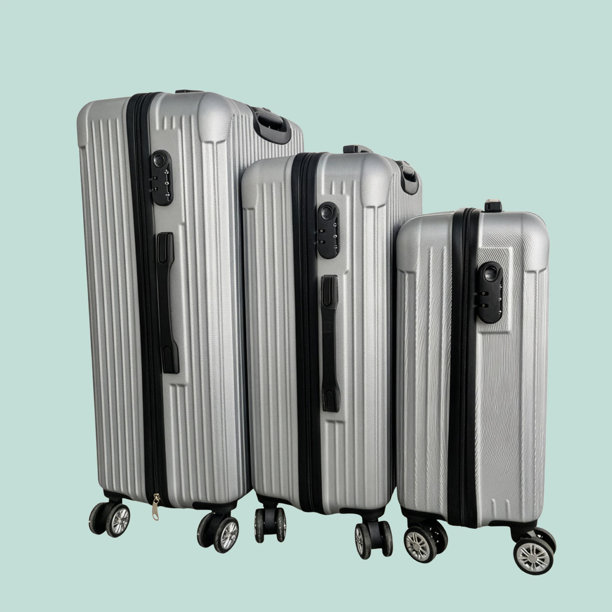 3-TLG.KOFFERSET - Silberfarben, Kunststoff (48/75/29cm) - Relaxdays