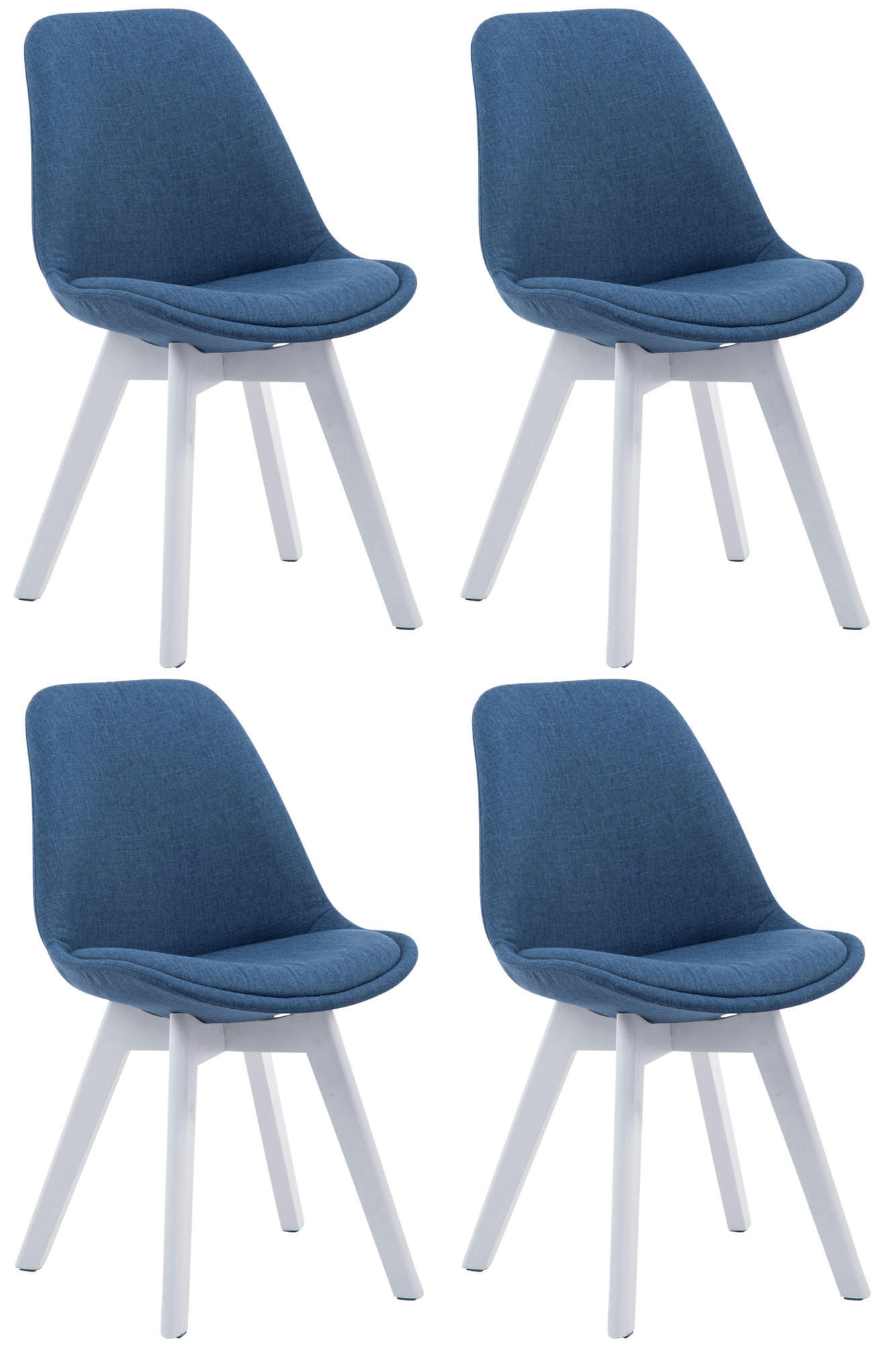 STUHL 4er Set Stoff blau - Blau/Weiß, Holz/Textil (48/84/55cm) - CLP