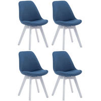 STUHL 4er Set Stoff blau - Blau/Weiß, Holz/Textil (48/84/55cm) - CLP
