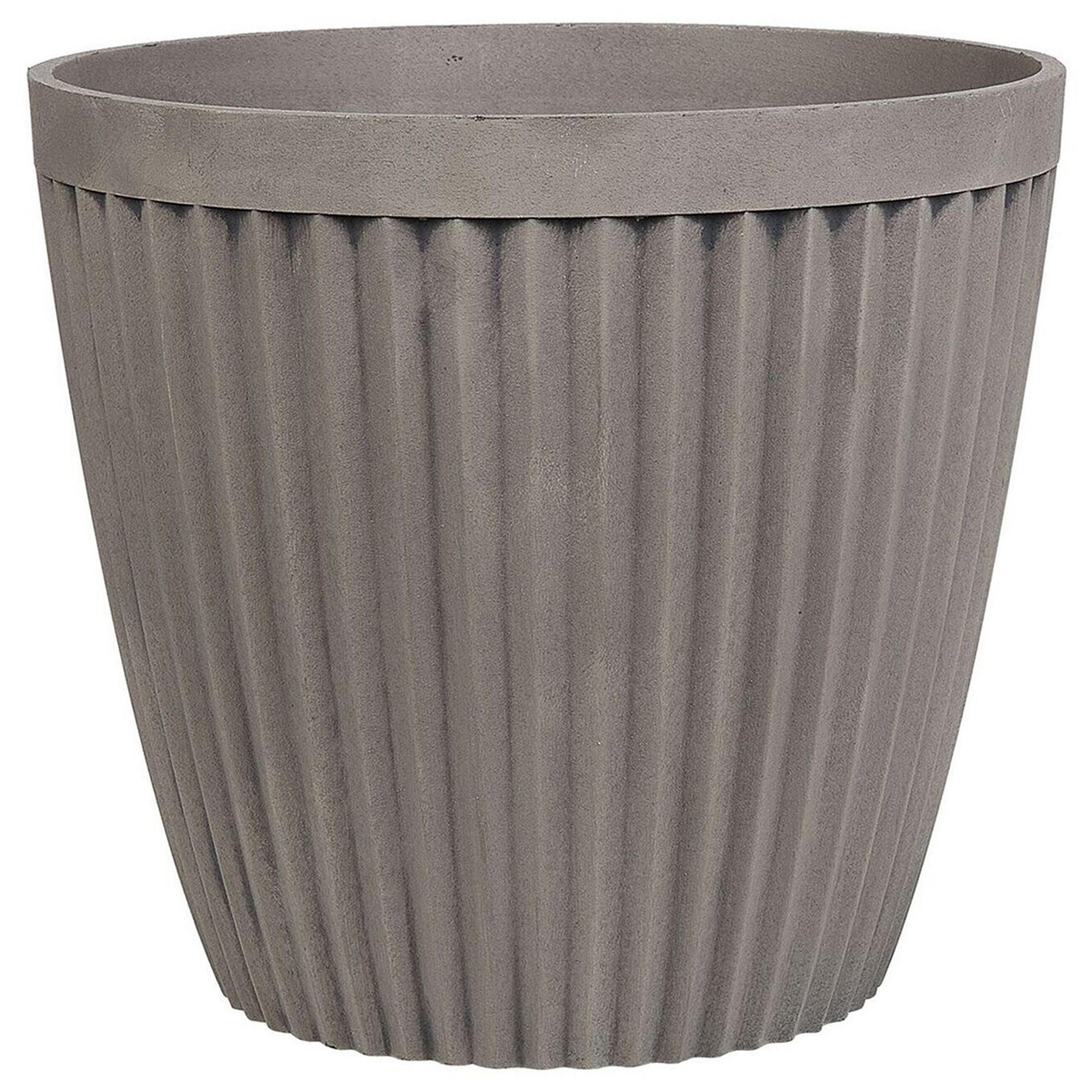 BLUMENTOPF taupe rund 44/44/39 cm Poka - Grau, Stein (39cm) - Beliani