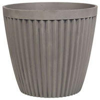BLUMENTOPF taupe rund 44/44/39 cm Poka - Grau, Stein (39cm) - Beliani