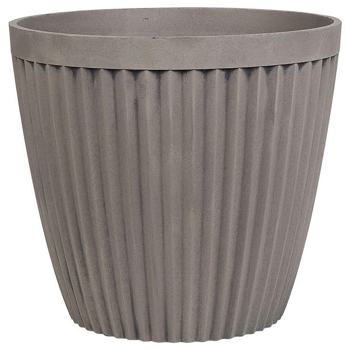 BLUMENTOPF taupe rund 44/44/39 cm Poka - Grau, Stein (39cm) - Beliani