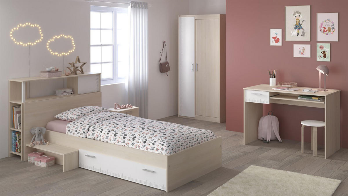KINDERZIMMER-SET 4-tlg. Parisot Charly 15 Holzdekor Akazie/Weiß - Weiß/Akaziefarben, Kunststoff (100/1/200cm) - 58aufmkessel