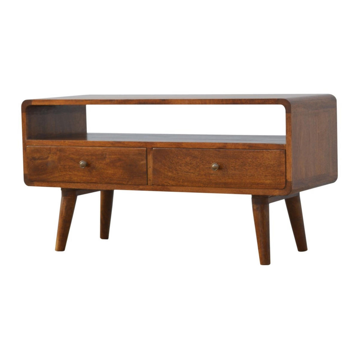 UKRIVLJENA KONZOLNA MIZA v kostanjevem zaključku - rjava, les (90/35/47cm) - Artisan Furniture
