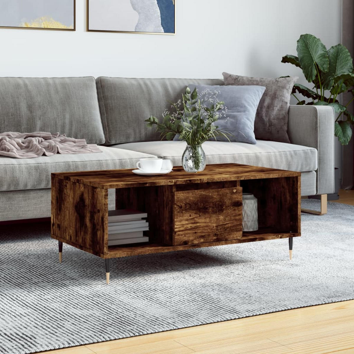 COUCHTISCH Räuchereiche 90x50x36,5 cm Holzwerkstoff - Braun, Holzwerkstoff (50/90/36.5cm) - furnicato