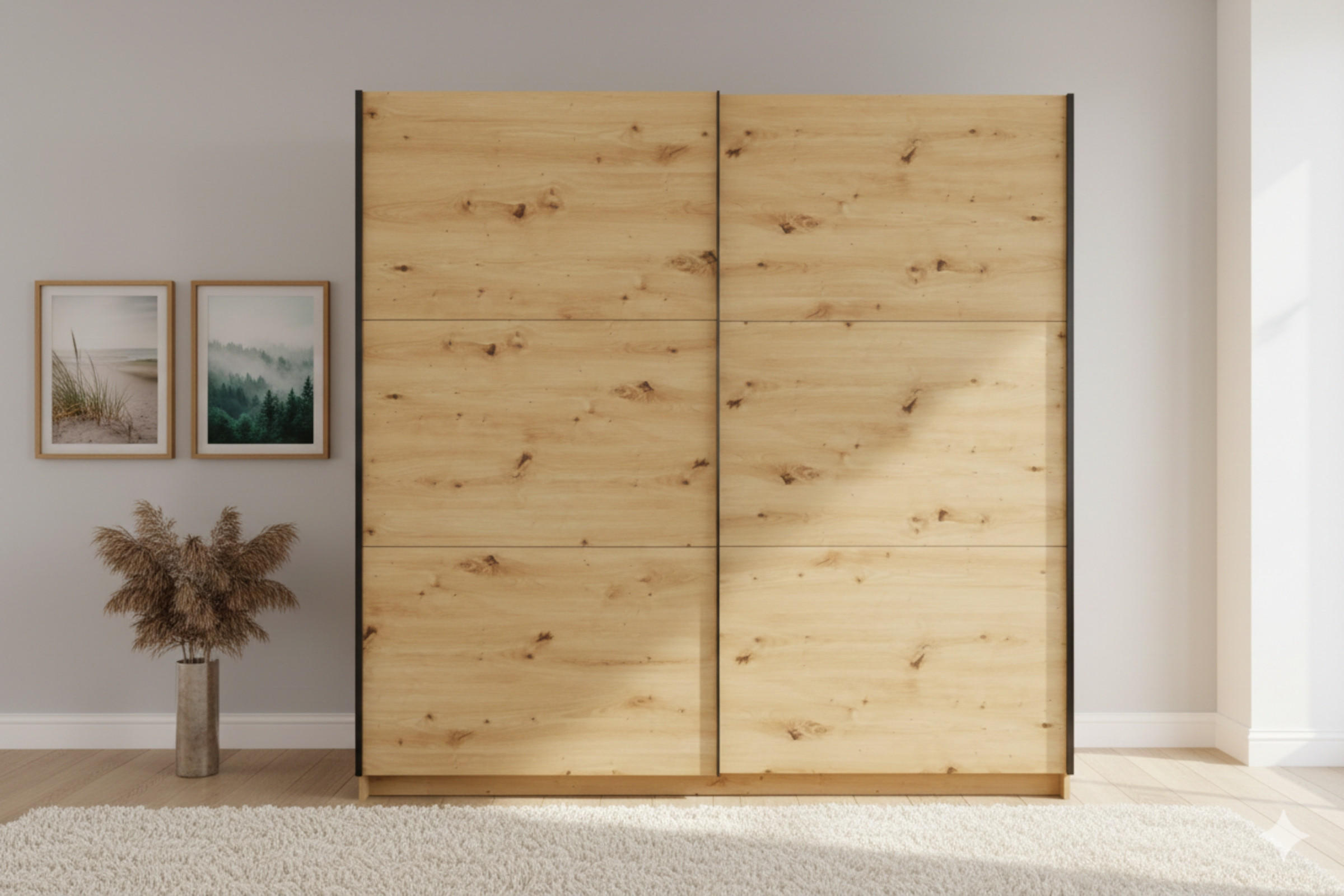 Thumbnail - Deine Möbel 24 Schwebetürenschrank, Eiche Artisan, Holzwerkstoff, 151x59x207 cm, Schlafzimmer, Kleiderschränke, Schwebet...