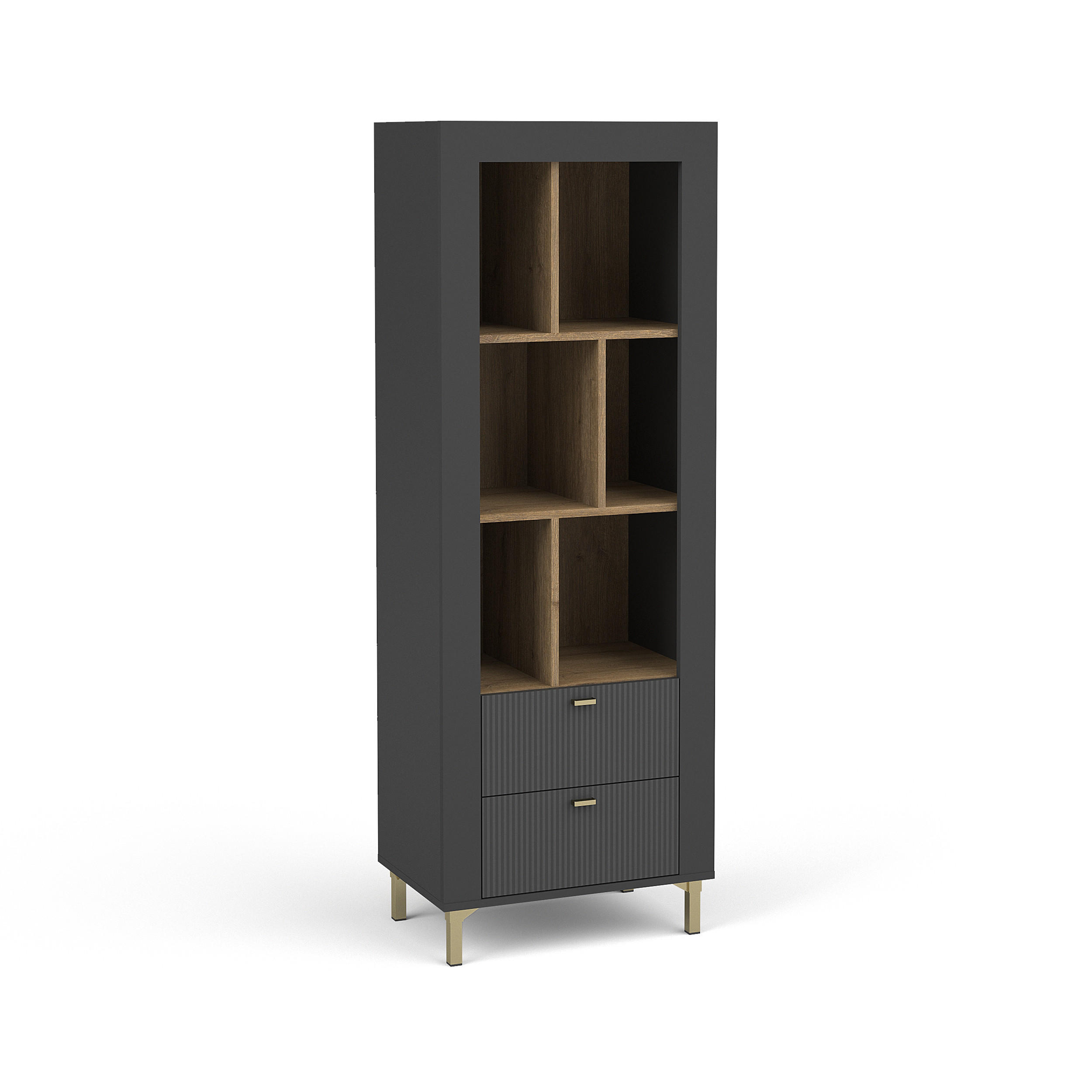 BÜCHERREGAL Monta mit 2 Schubladen, Schwarz - Schwarz, Holzwerkstoff (60/169/40cm) - Beautysofa