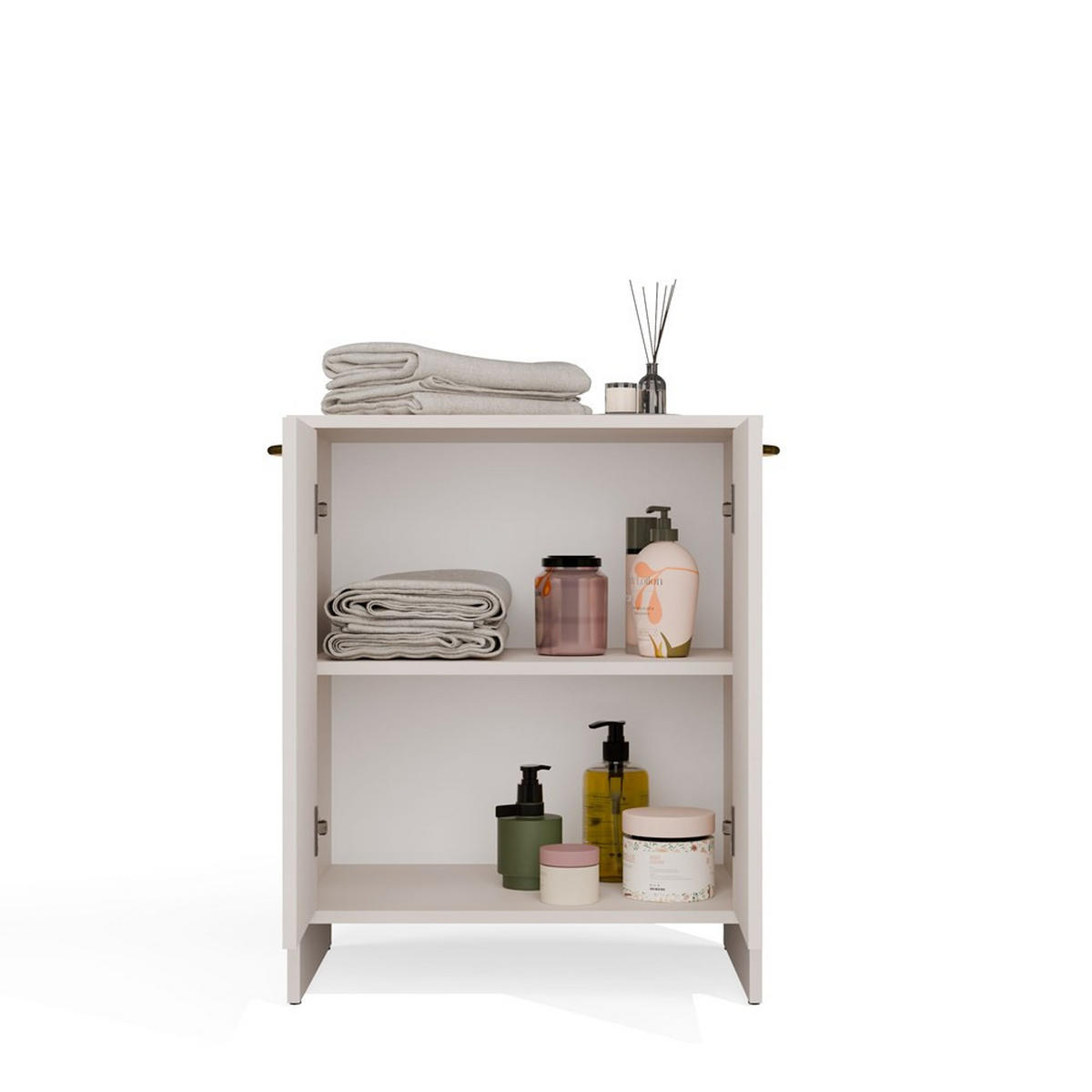 WASCHBECKENUNTERSCHRANK NINA 2DUM Kaschmir 60 x 74 x 40 cm - Beige, Holzwerkstoff (60/74/40cm)