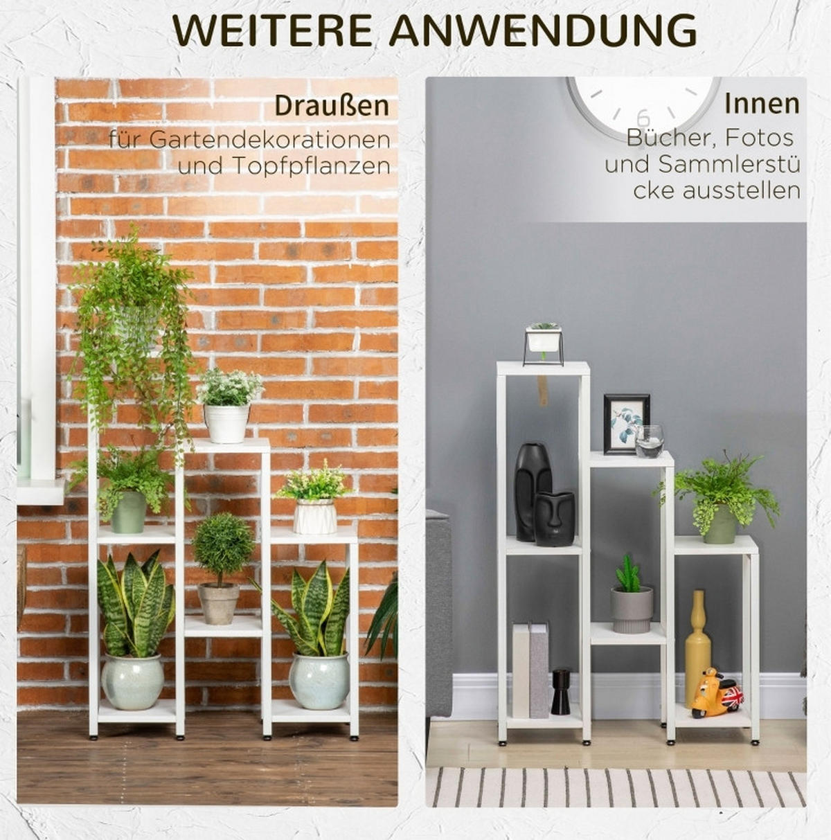 BLUMENTREPPE aus Stahl 65x23x94,5 cm in Weiß mit 7 Ebenen - Weiß, Metall (23/94.5/65cm) - Modfu